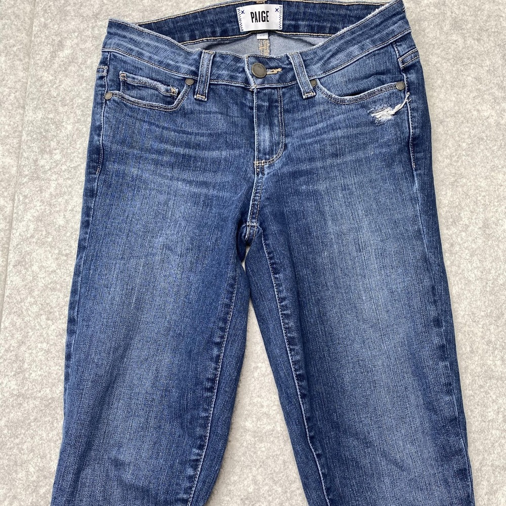 PAIGE Verdugo Jeans Womens 25 (25x27) Blue Distressed Skinny Ankle Stretch